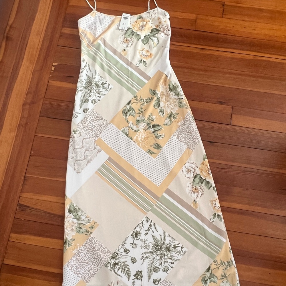 Abercrombie & Fitch Patchwork Floral Maxi Dress - Cream and Yellow